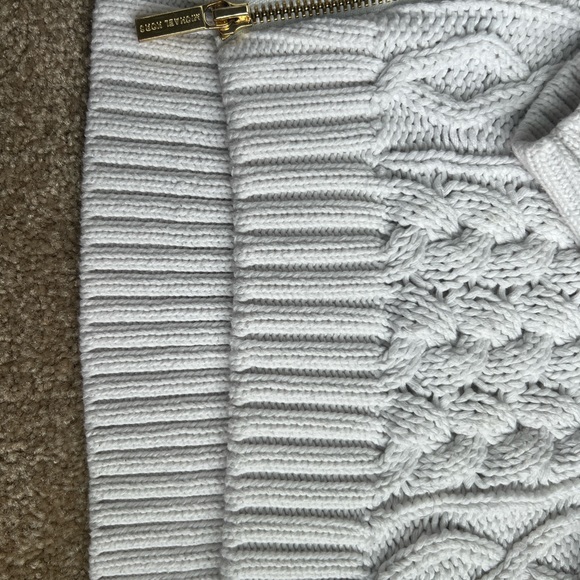 Michael Kors Women's Cable Knit Side Zipper Front Crewneck Sweater White Small - Picture 6 of 8